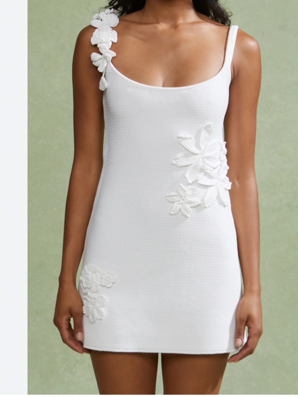AMUR Deedra Floral Knit Mini Dress in White Size S